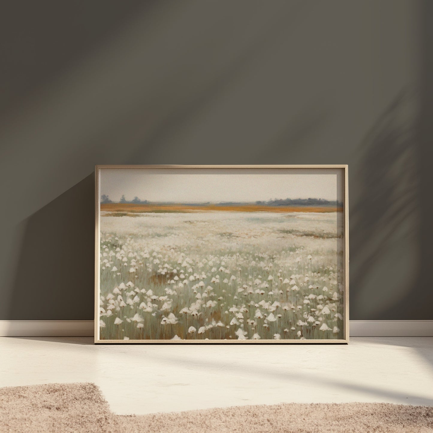 Premium Poster of Serene White Cotton Field Landscape Art Posters