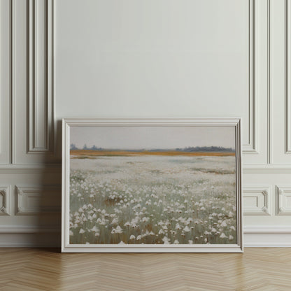 Premium Poster of Serene White Cotton Field Landscape Art Posters