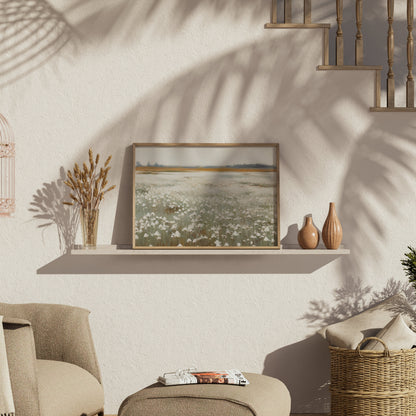 Premium Poster of Serene White Cotton Field Landscape Art Posters