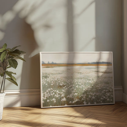Premium Poster of Serene White Cotton Field Landscape Art Posters