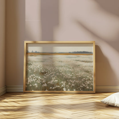 Premium Poster of Serene White Cotton Field Landscape Art Posters