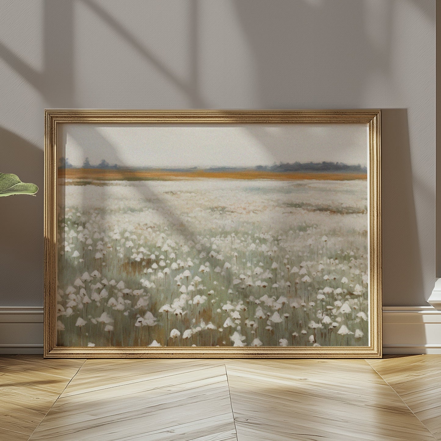 Premium Poster of Serene White Cotton Field Landscape Art Posters