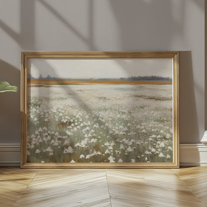 Premium Poster of Serene White Cotton Field Landscape Art Posters