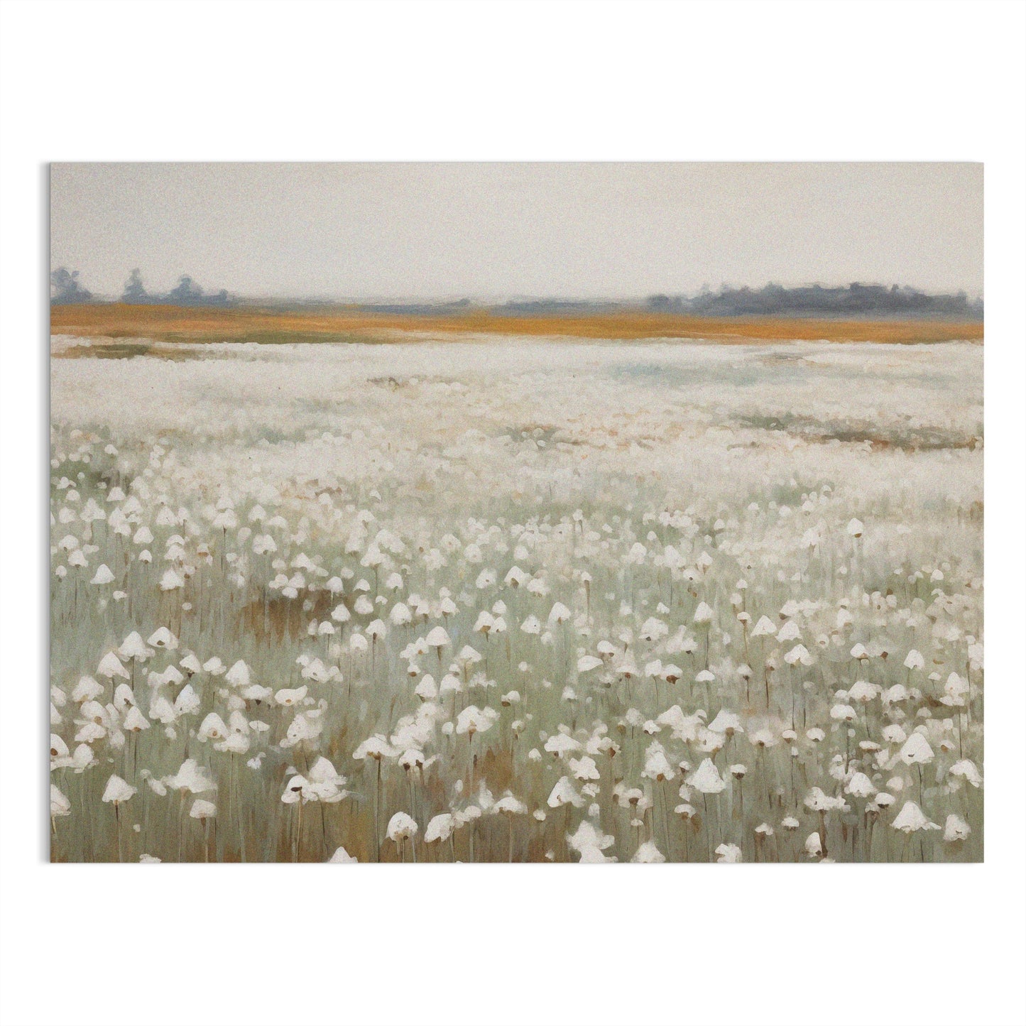 Premium Poster of Serene White Cotton Field Landscape Art Posters