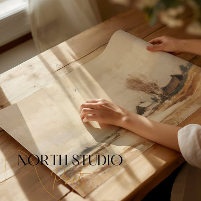 Premium Poster of Serene Winter Countryside Landscape Art Home Decor Posters