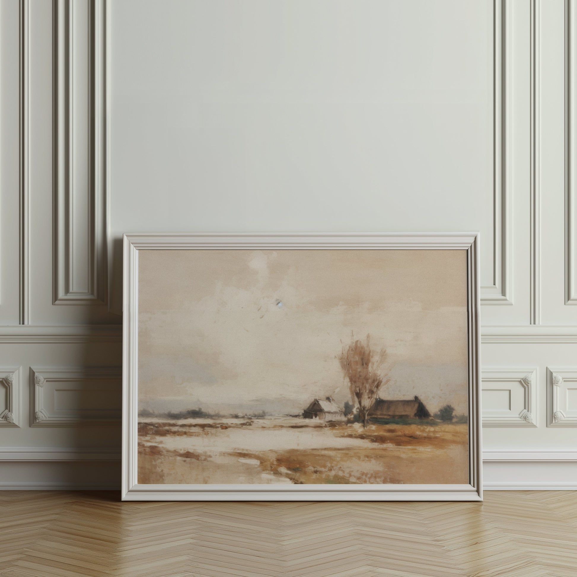 Premium Poster of Serene Winter Countryside Landscape Art Home Decor Posters