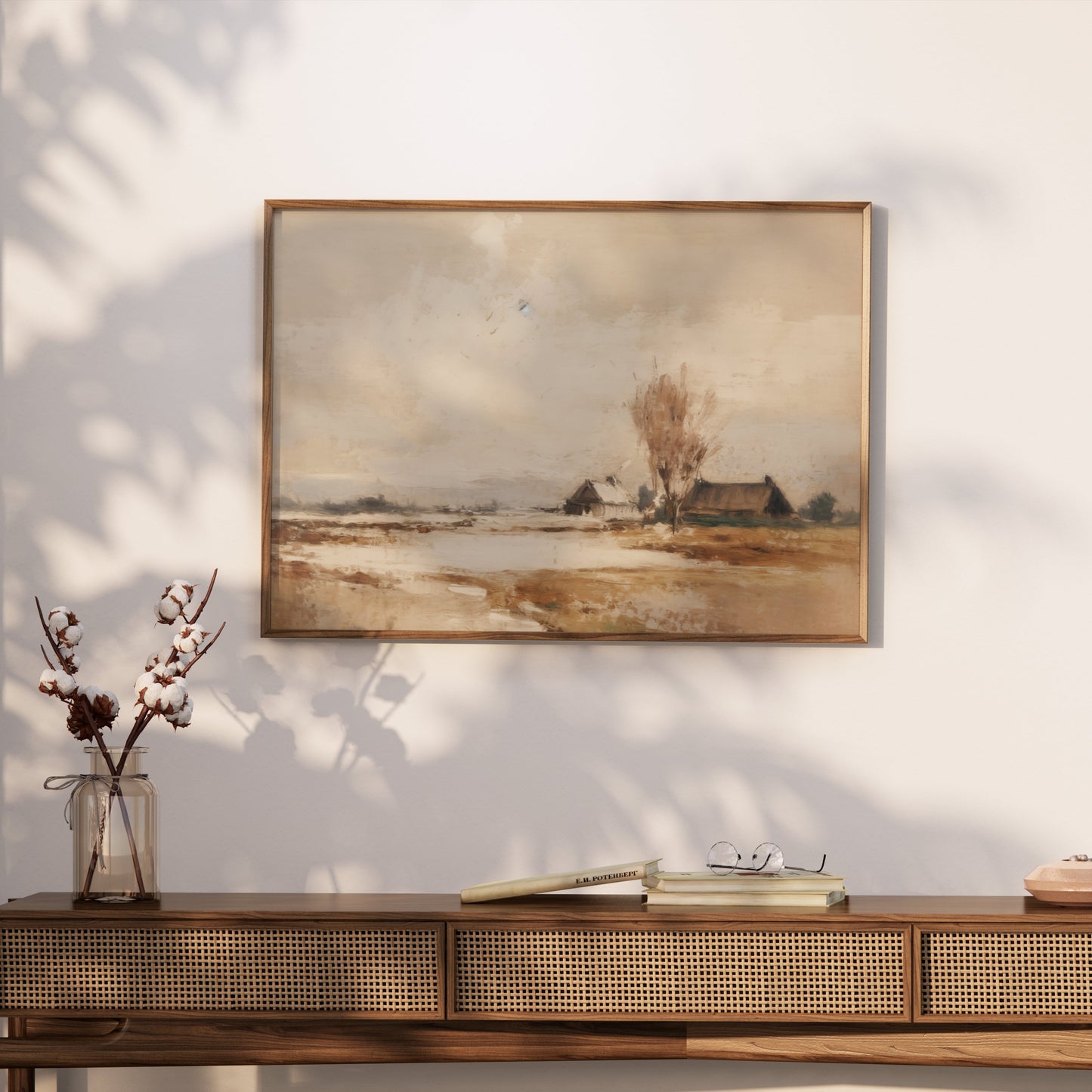 Premium Poster of Serene Winter Countryside Landscape Art Home Decor Posters