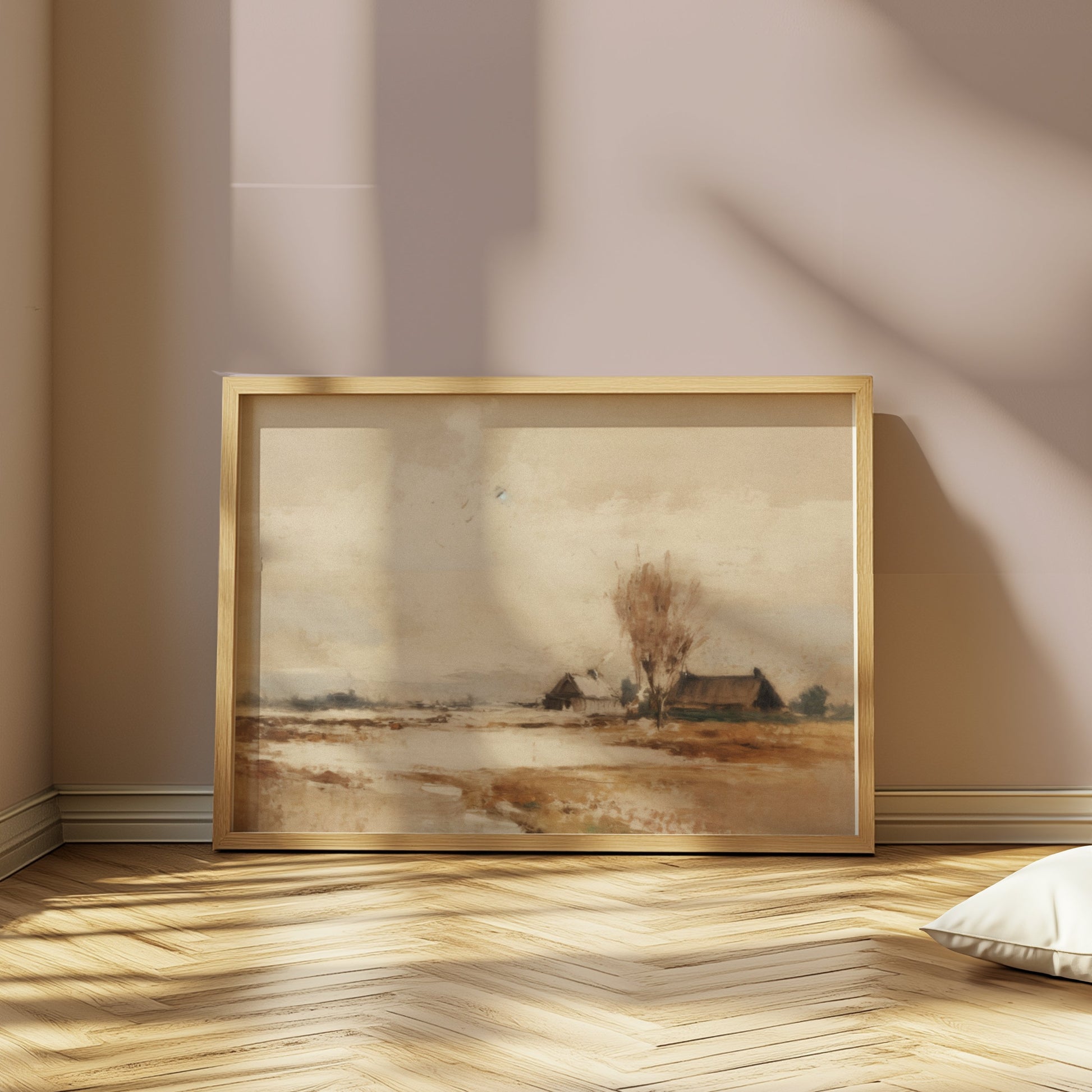 Premium Poster of Serene Winter Countryside Landscape Art Home Decor Posters