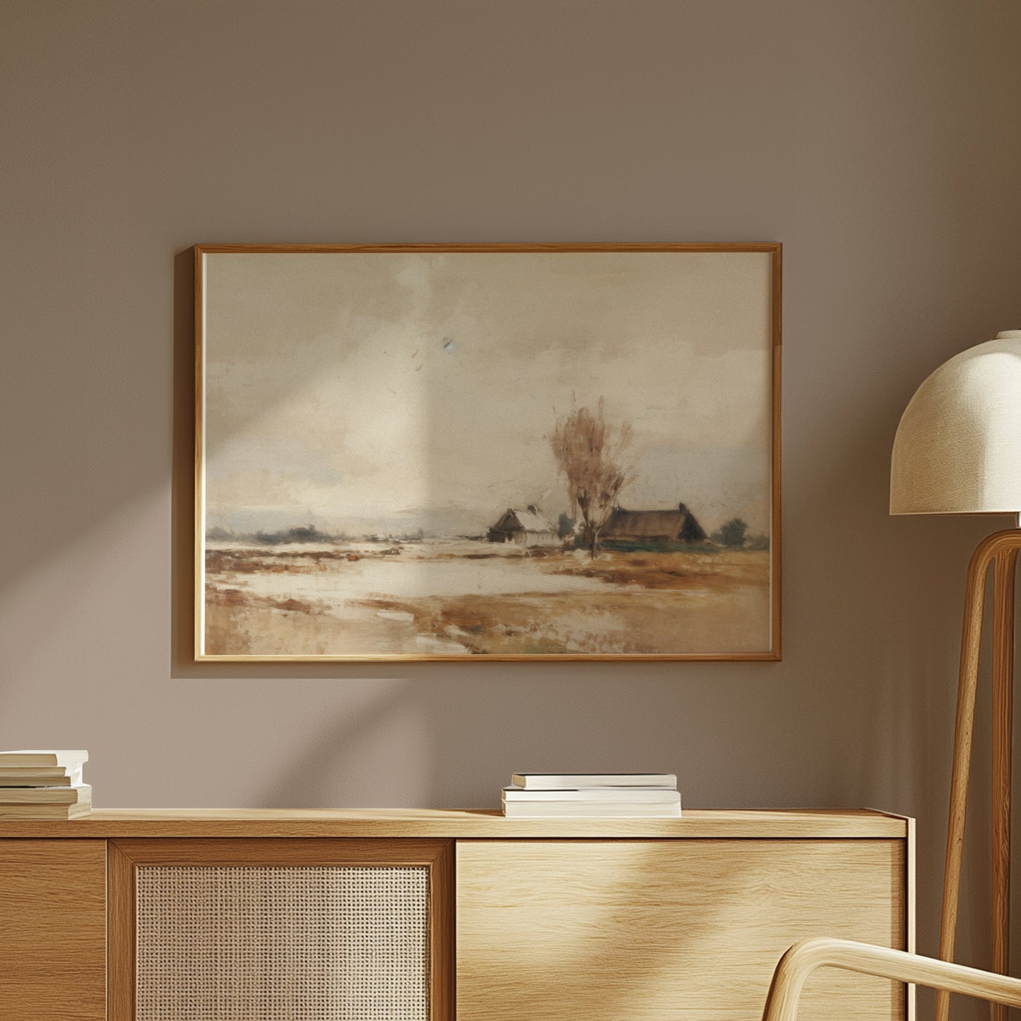 Premium Poster of Serene Winter Countryside Landscape Art Home Decor Posters