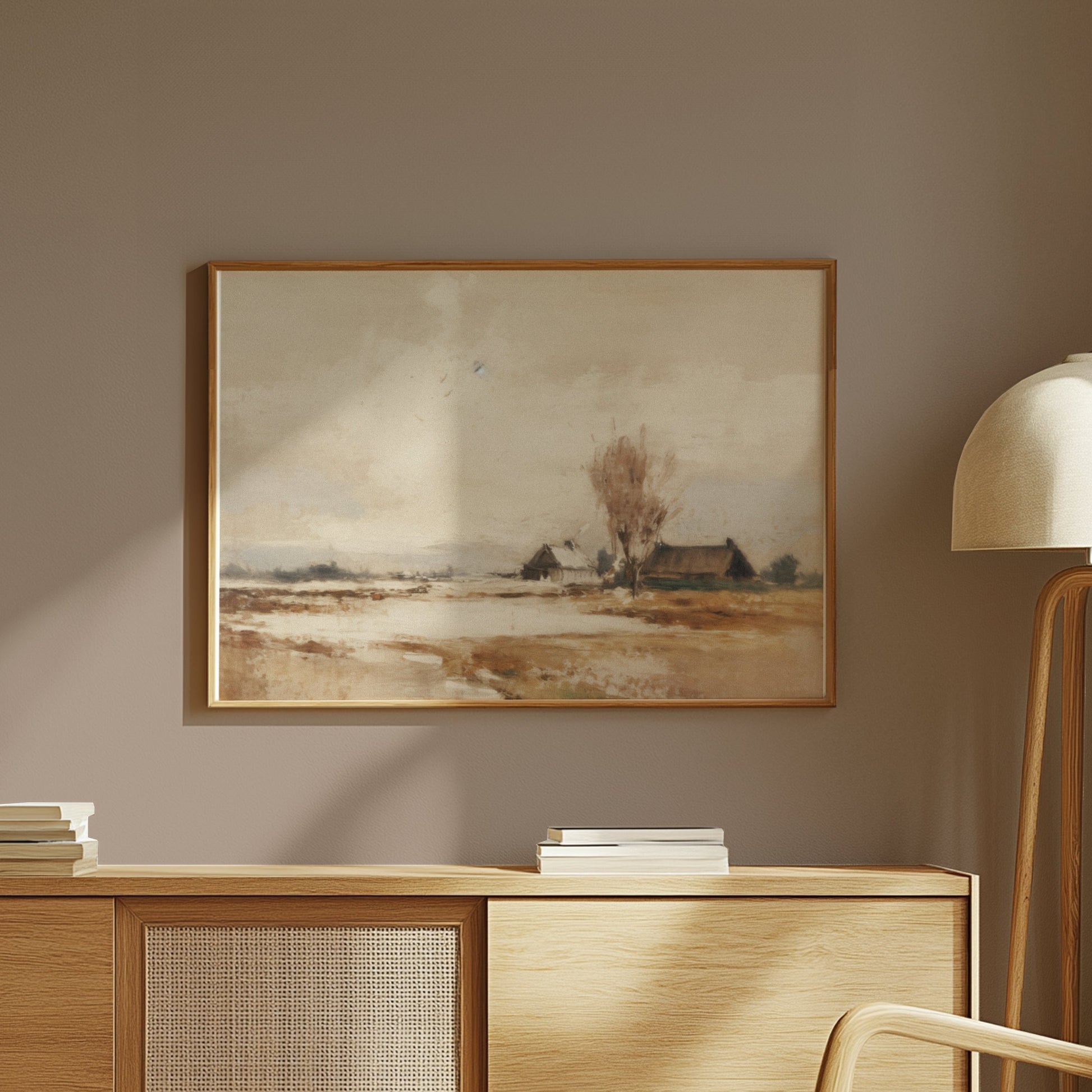 Premium Poster of Serene Winter Countryside Landscape Art Home Decor Posters