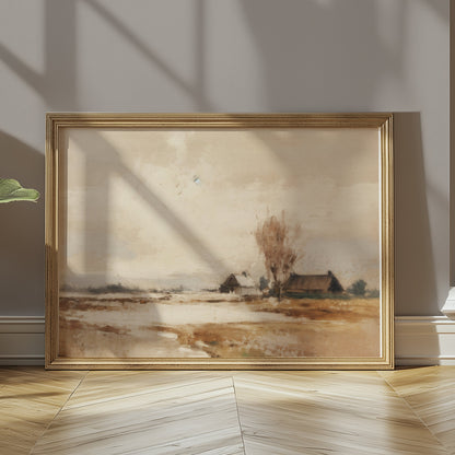 Premium Poster of Serene Winter Countryside Landscape Art Home Decor Posters