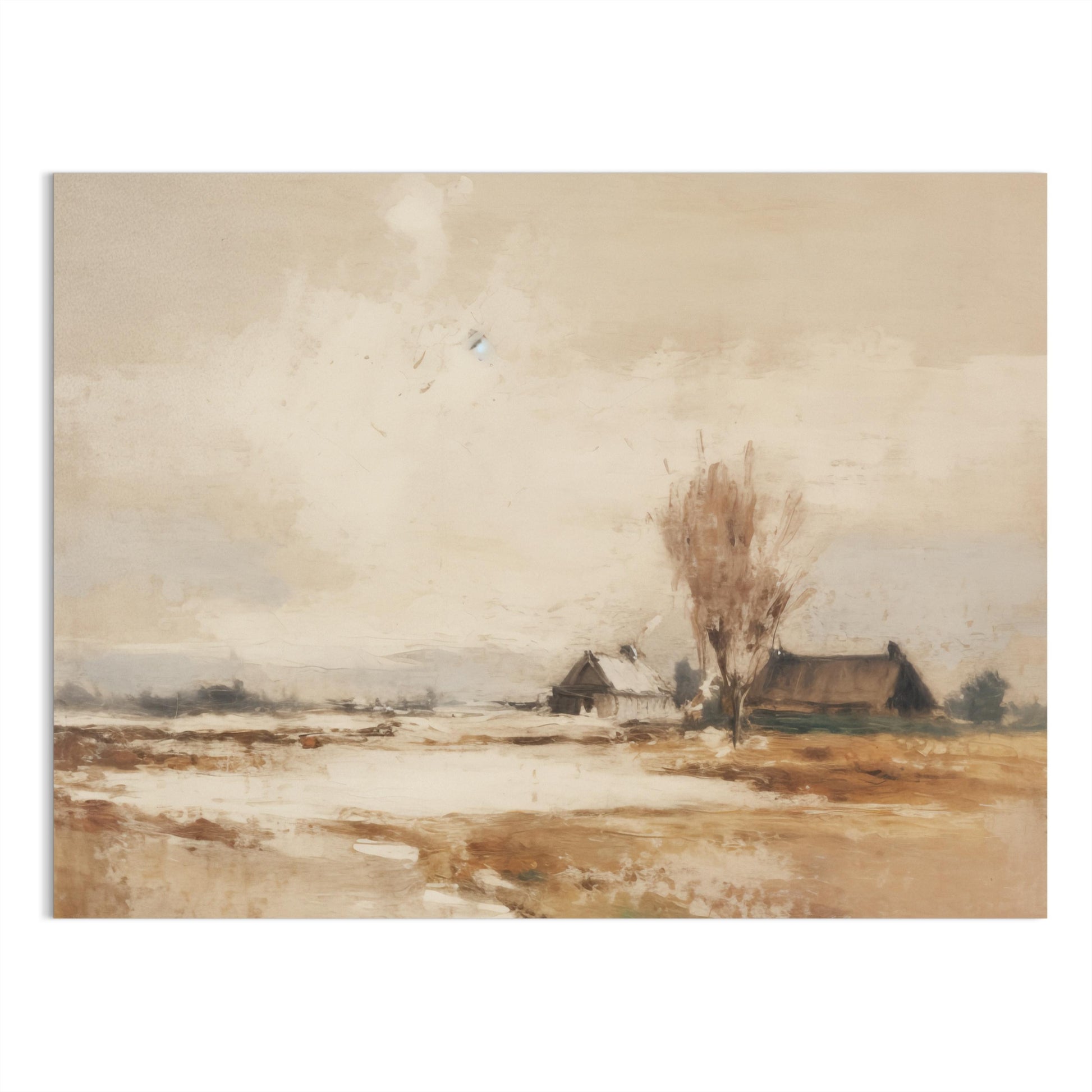 Premium Poster of Serene Winter Countryside Landscape Art Home Decor Posters