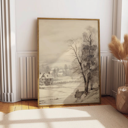 Premium Poster of Serene Winter Countryside Landscape Art Scenic Posters