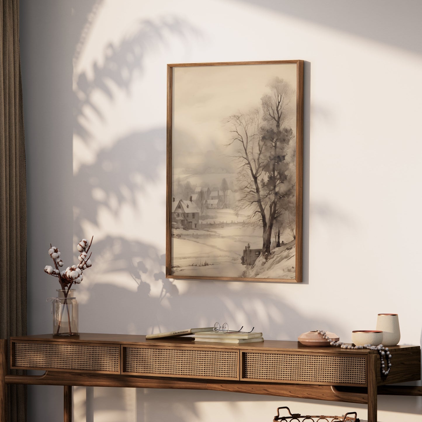 Premium Poster of Serene Winter Countryside Landscape Art Scenic Posters
