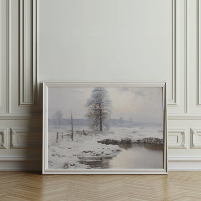 Premium Poster of Serene Winter Landscape by the Stream Posters