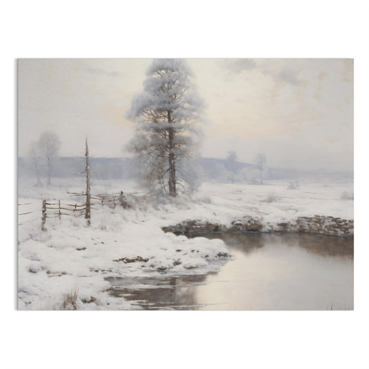 Premium Poster of Serene Winter Landscape by the Stream Posters