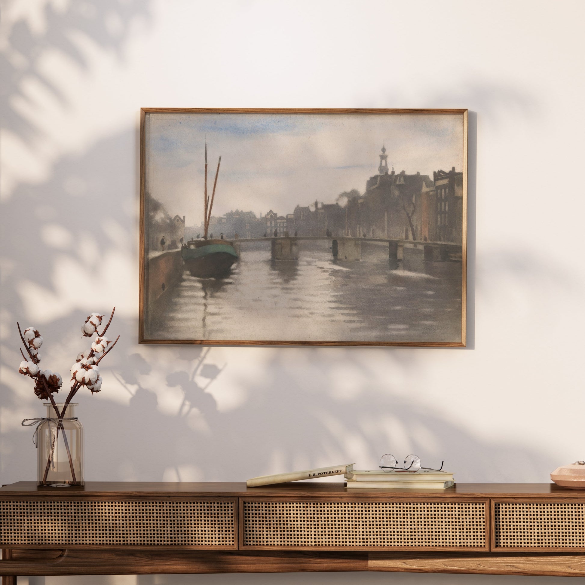 Premium Poster of Serenity of a Canal in a Vintage Cityscape Posters