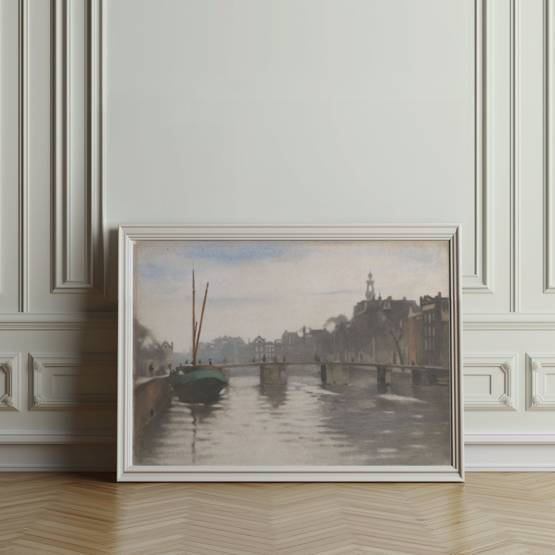 Premium Poster of Serenity of a Canal in a Vintage Cityscape Posters
