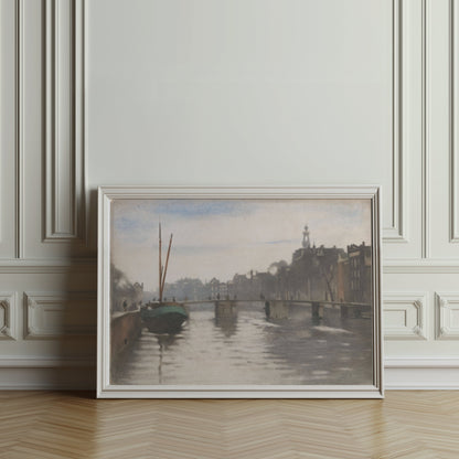 Premium Poster of Serenity of a Canal in a Vintage Cityscape Posters