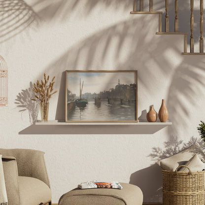 Premium Poster of Serenity of a Canal in a Vintage Cityscape Posters