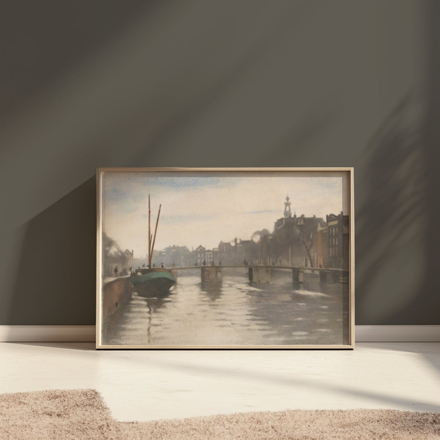 Premium Poster of Serenity of a Canal in a Vintage Cityscape Posters