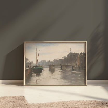 Premium Poster of Serenity of a Canal in a Vintage Cityscape Posters