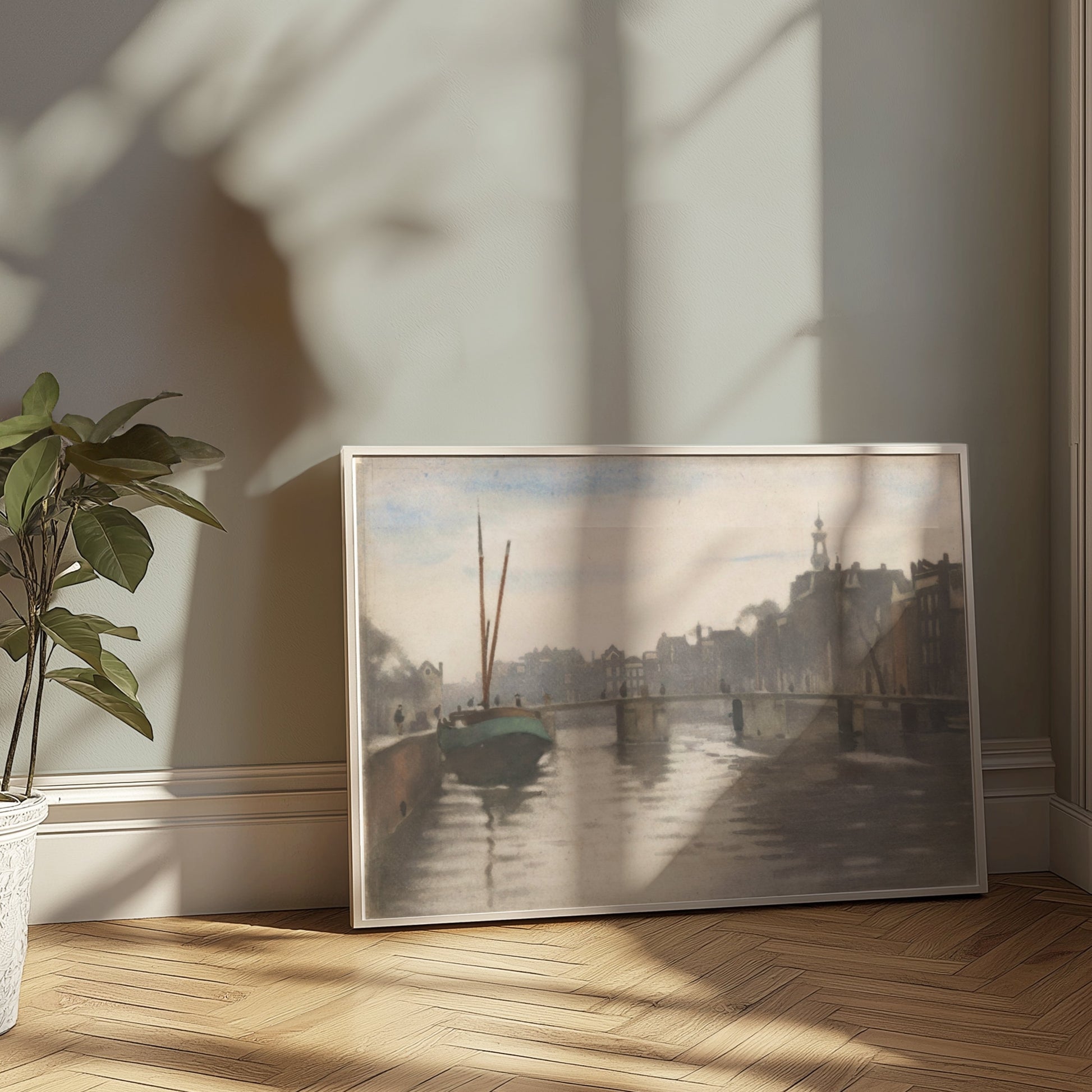 Premium Poster of Serenity of a Canal in a Vintage Cityscape Posters