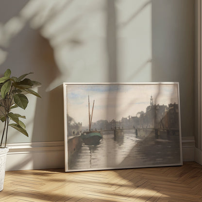 Premium Poster of Serenity of a Canal in a Vintage Cityscape Posters