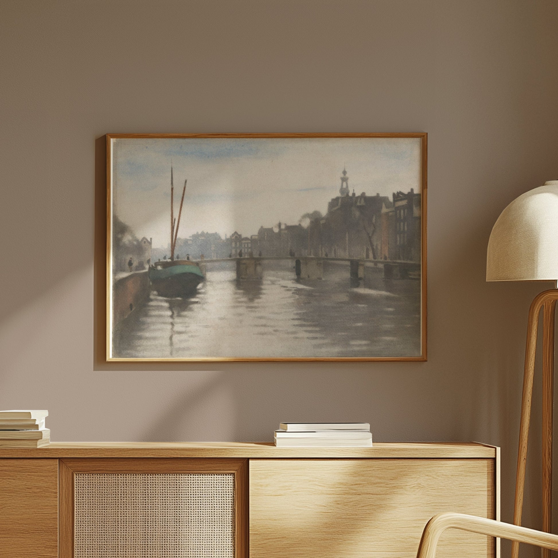 Premium Poster of Serenity of a Canal in a Vintage Cityscape Posters