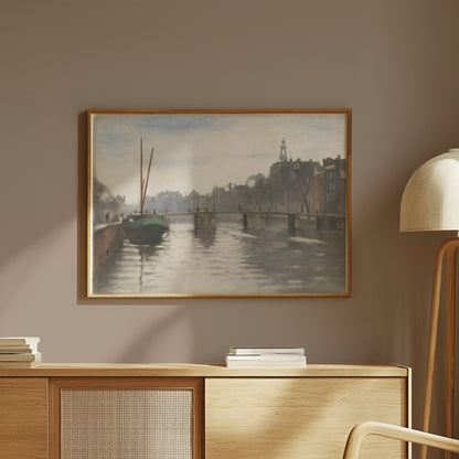 Premium Poster of Serenity of a Canal in a Vintage Cityscape Posters