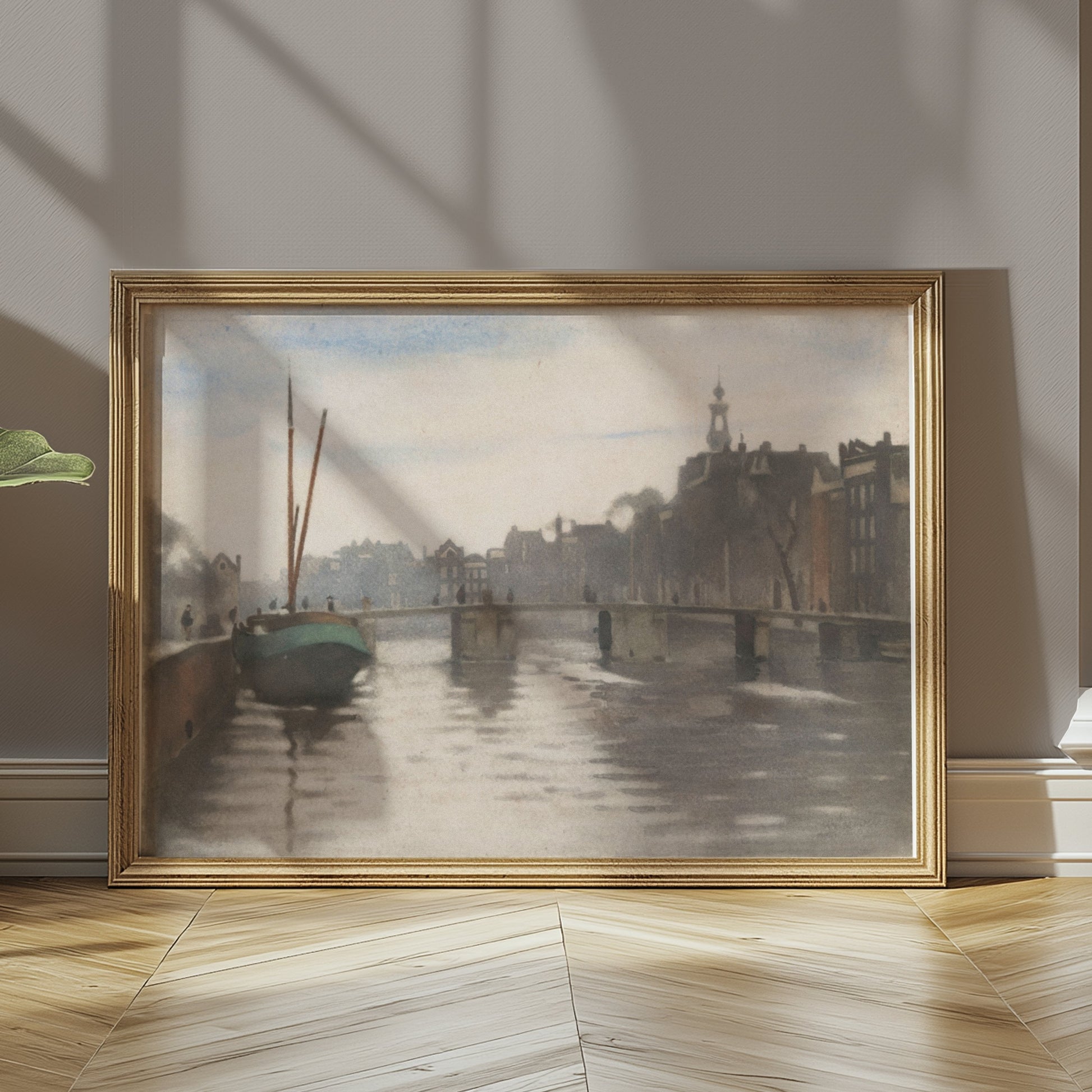Premium Poster of Serenity of a Canal in a Vintage Cityscape Posters