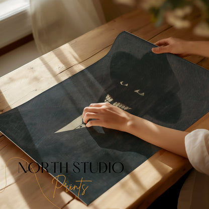 Premium Poster of Shadowy Figure with Grinning Teeth Art Posters