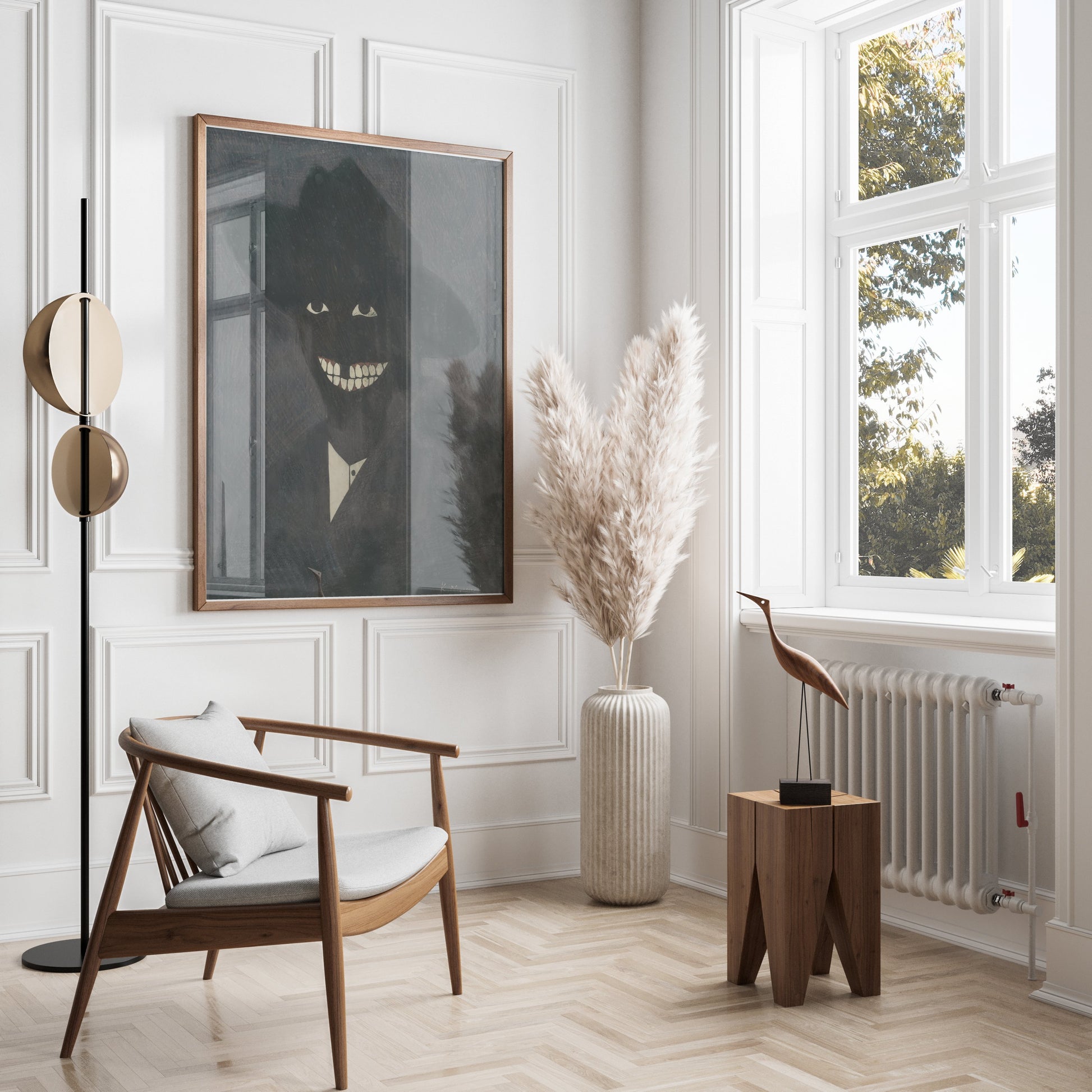 Premium Poster of Shadowy Figure with Grinning Teeth Art Posters