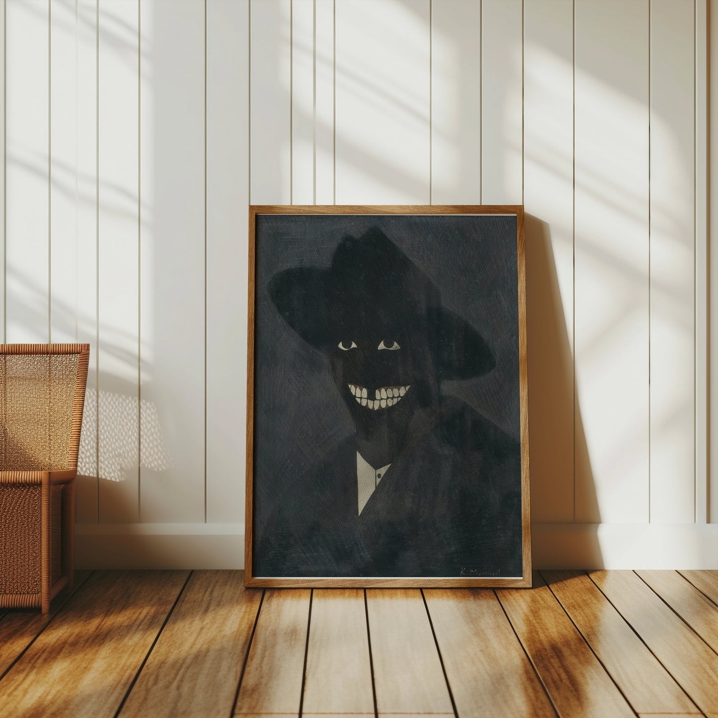 Premium Poster of Shadowy Figure with Grinning Teeth Art Posters