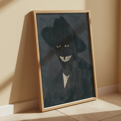 Premium Poster of Shadowy Figure with Grinning Teeth Art Posters