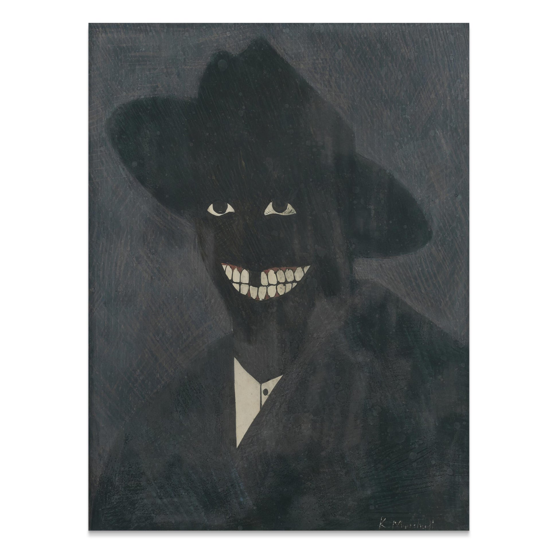 Premium Poster of Shadowy Figure with Grinning Teeth Art Posters