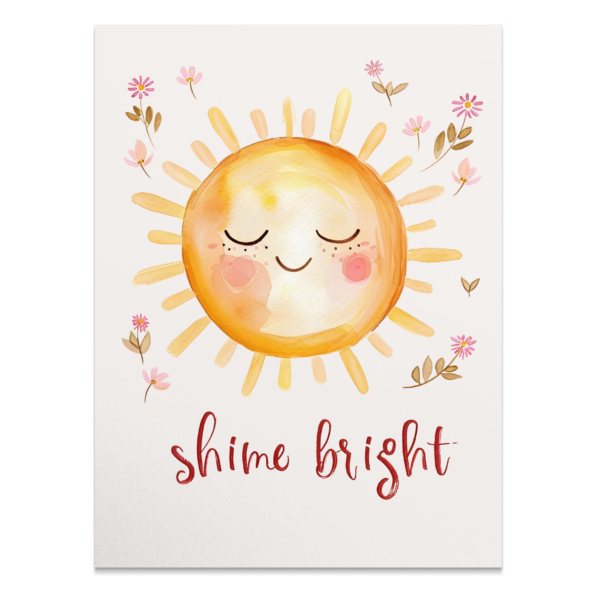 Premium Poster of Shine Bright Smiling Sun with Flowers Art Print Posters