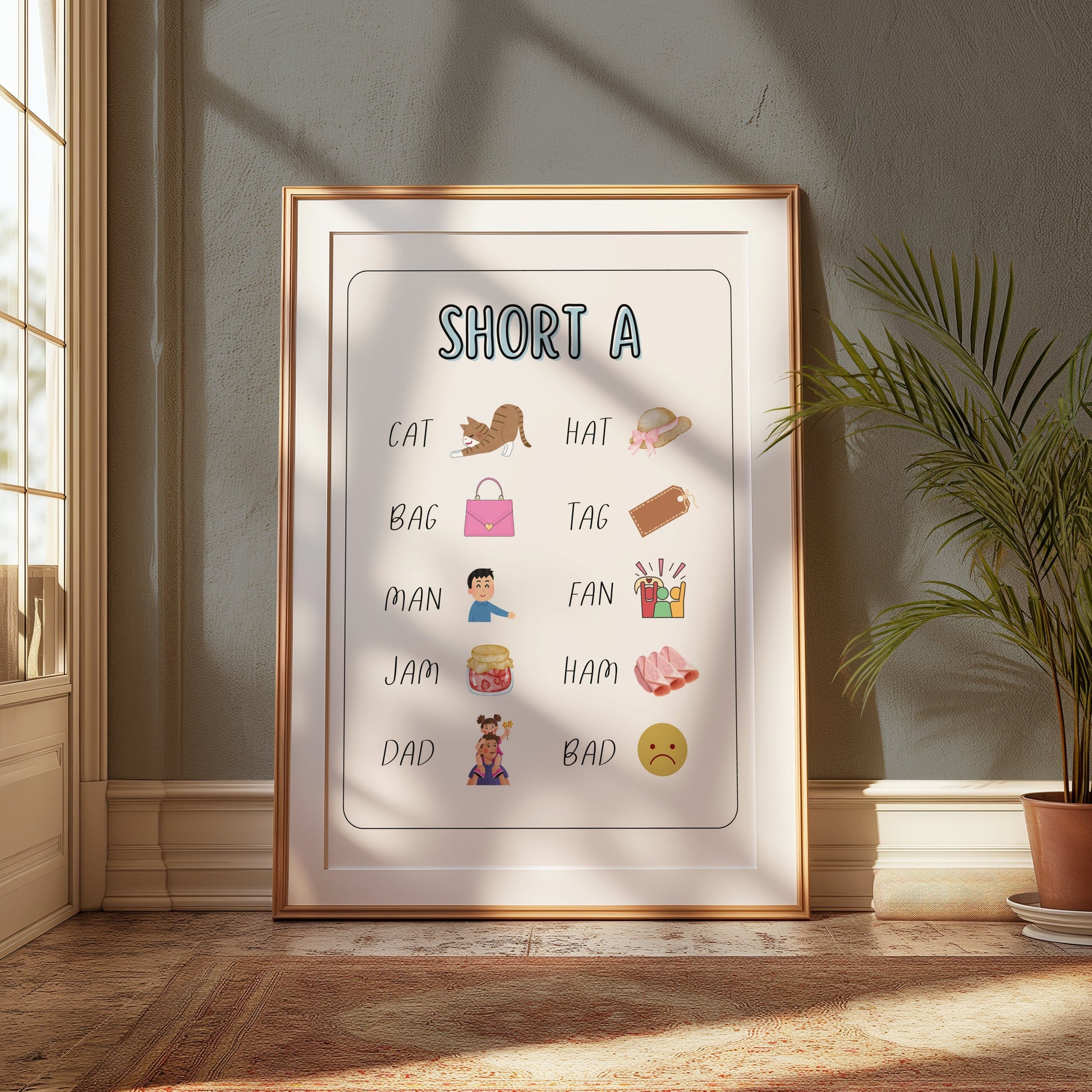 Premium Poster of Short A Words Educational Learning Chart Posters