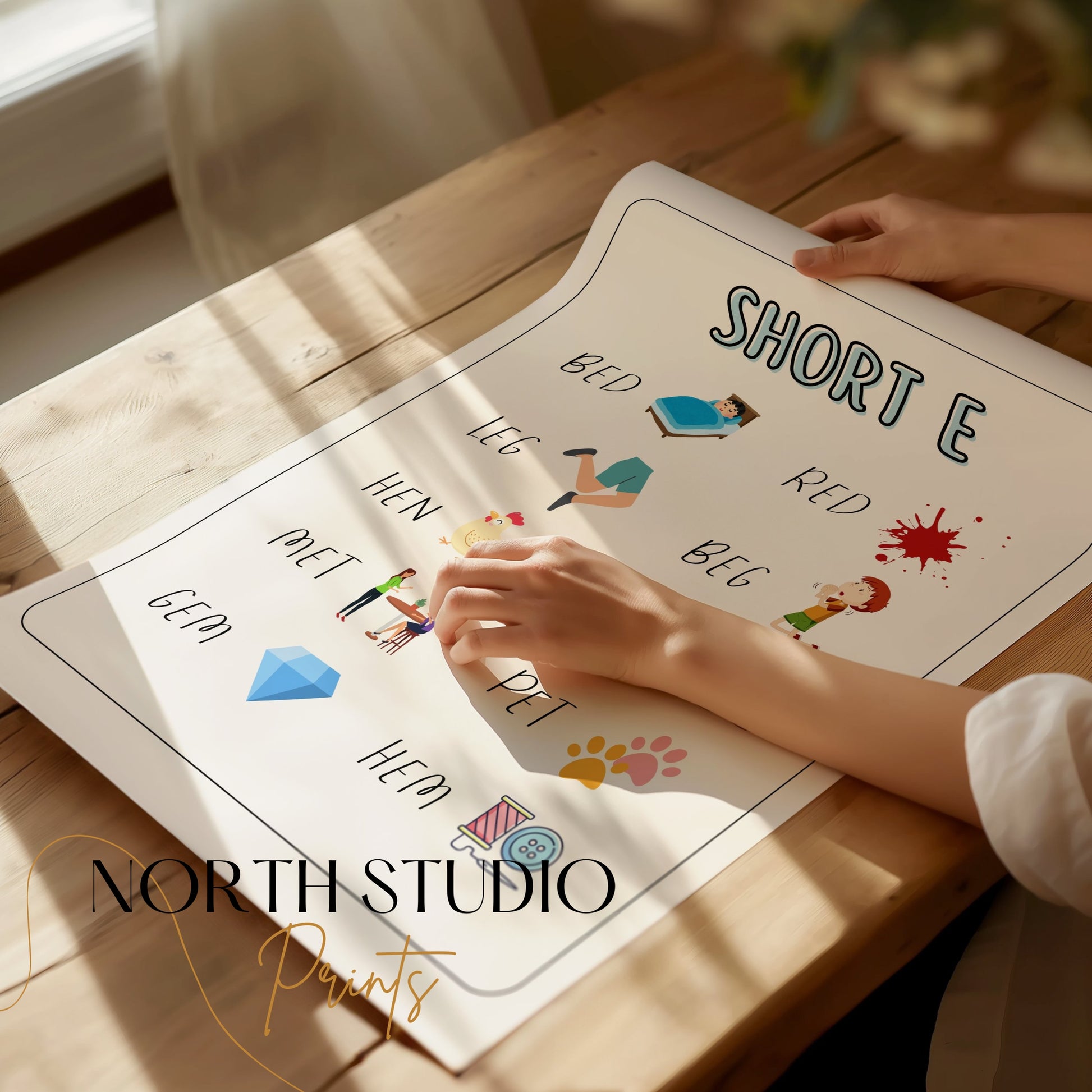 Premium Poster of Short E Sound Learning Activity Educational Posters