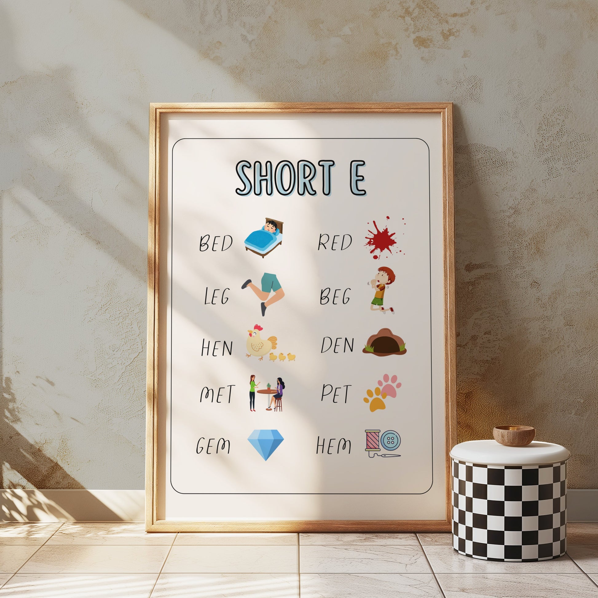 Premium Poster of Short E Sound Learning Activity Educational Posters