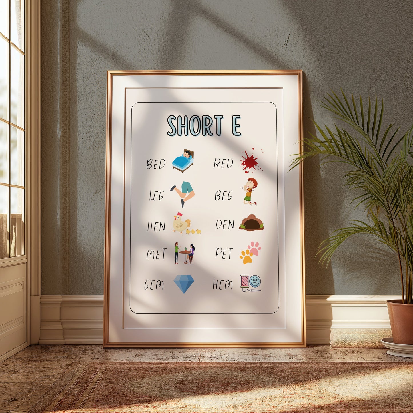 Premium Poster of Short E Sound Learning Activity Educational Posters