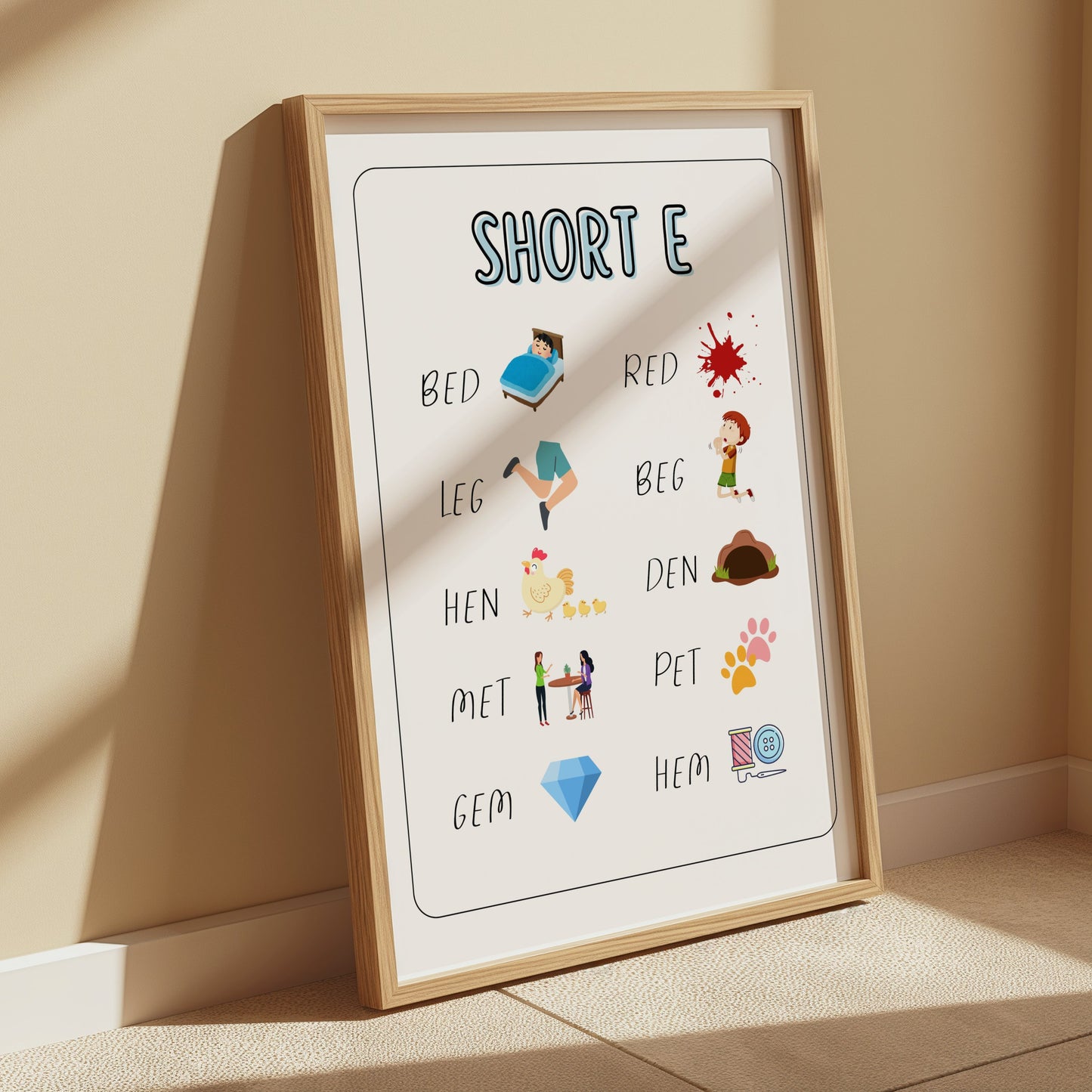 Premium Poster of Short E Sound Learning Activity Educational Posters