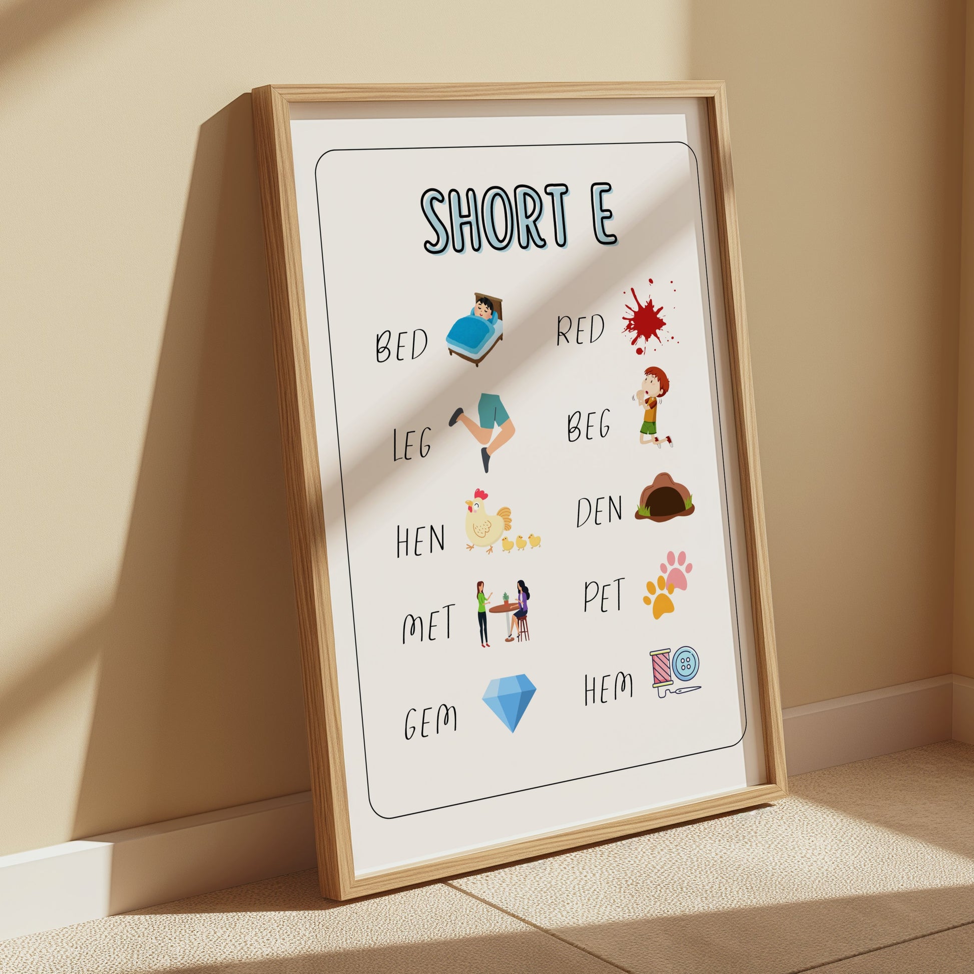 Premium Poster of Short E Sound Learning Activity Educational Posters