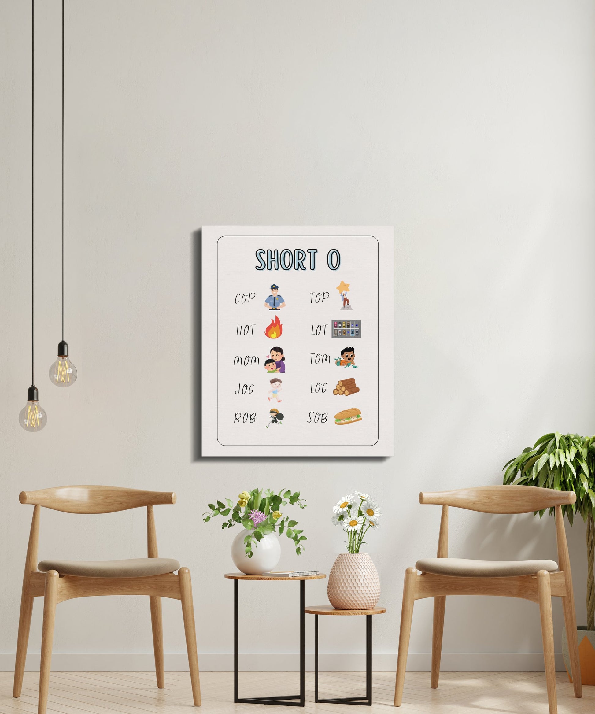 Premium Poster of Short O Sound Words Nursery Wall Art Canvas Wraps