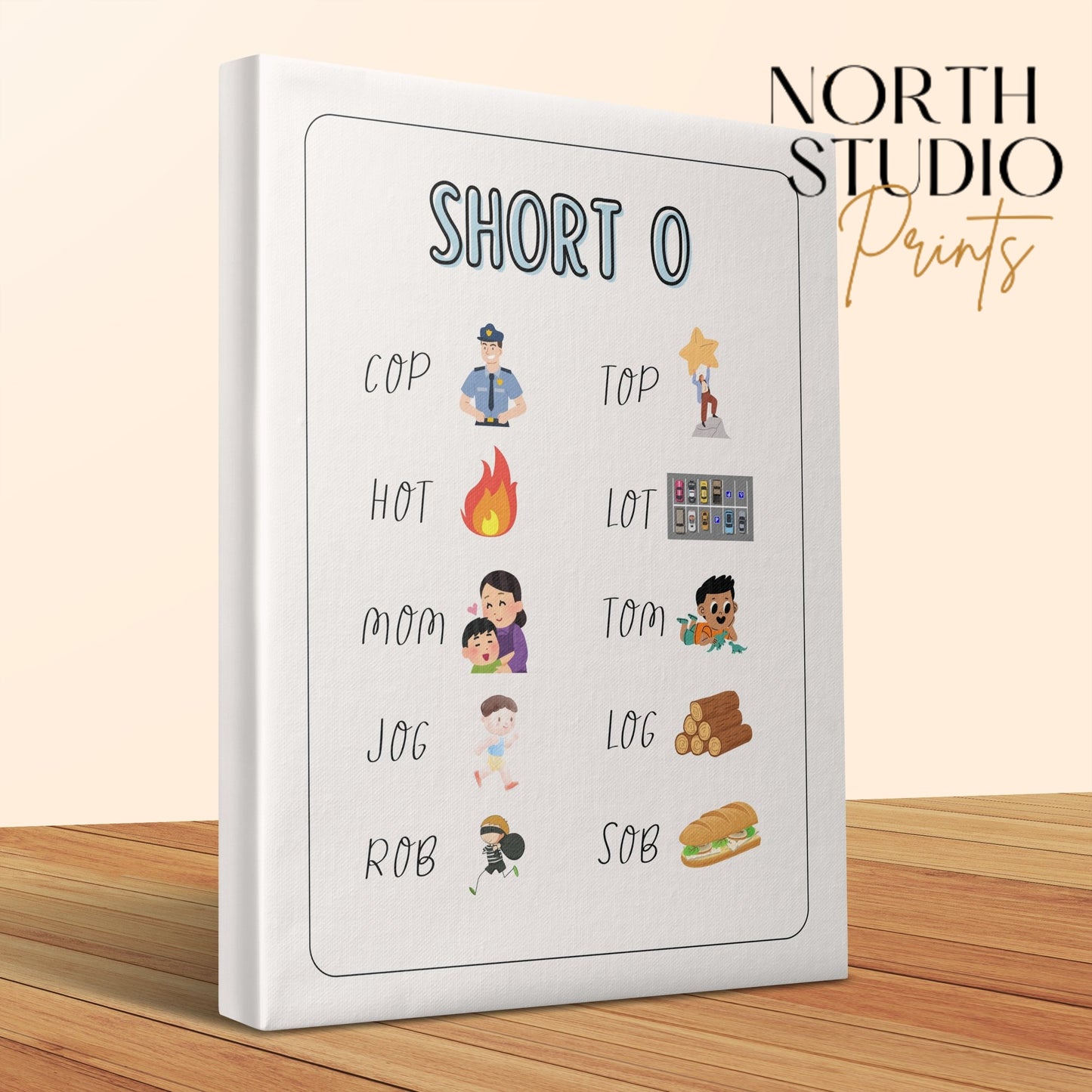 Premium Poster of Short O Sound Words Nursery Wall Art Canvas Wraps