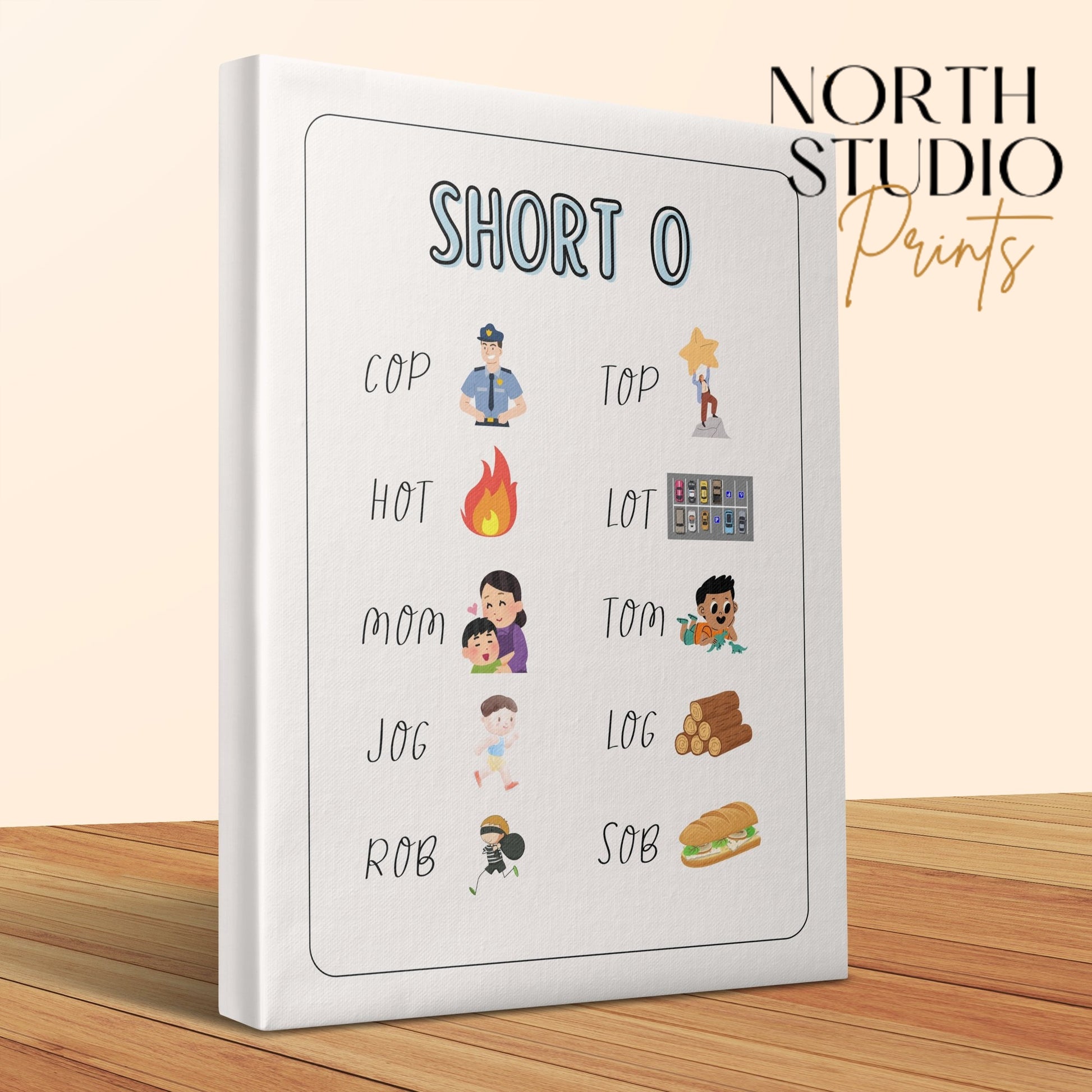 Premium Poster of Short O Sound Words Nursery Wall Art Canvas Wraps