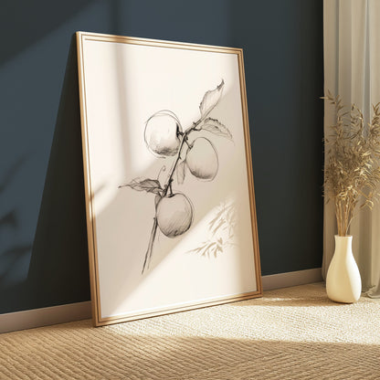 Premium Poster of Sketch of Apples on a Branch Artistic Wall Posters