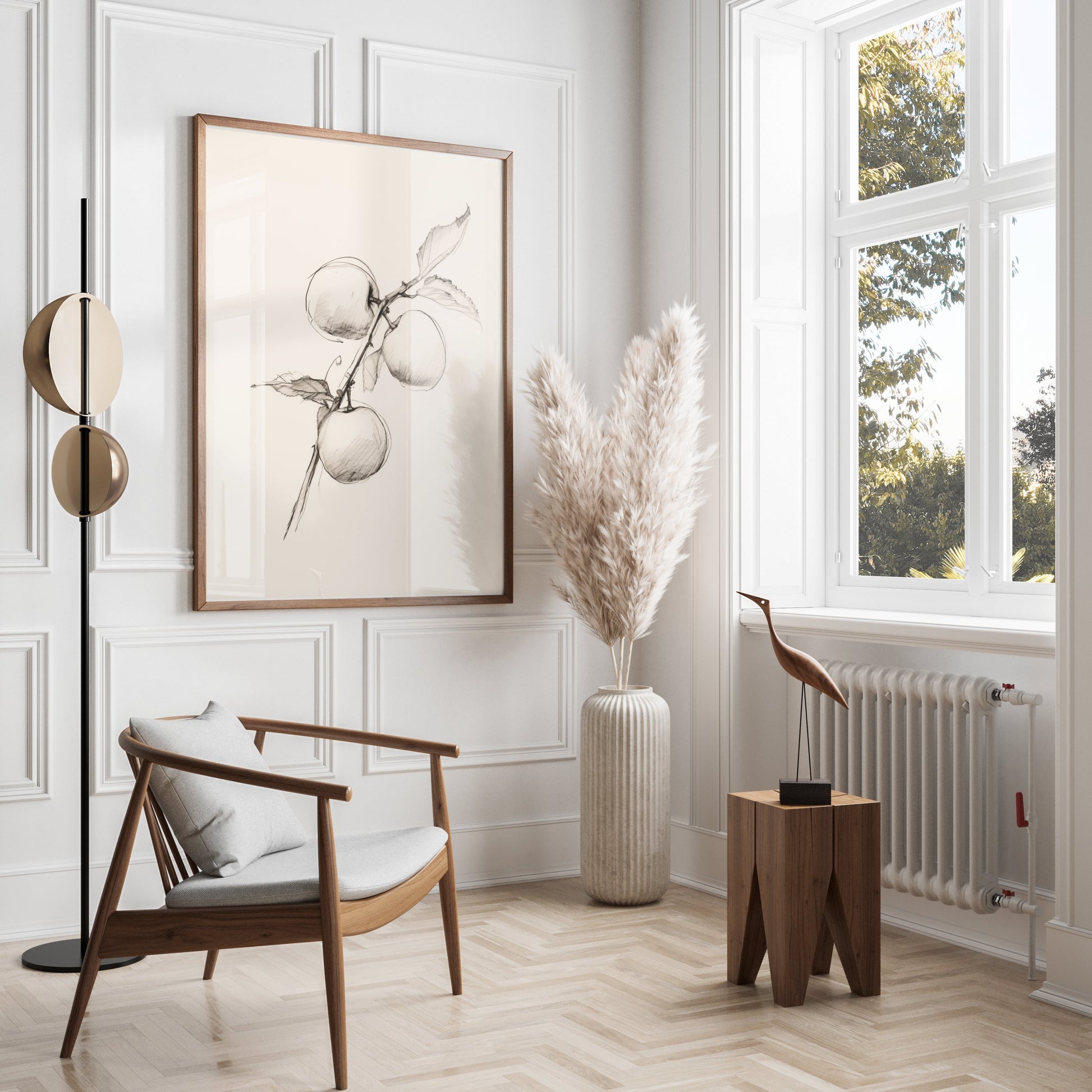 Premium Poster of Sketch of Apples on a Branch Artistic Wall Posters