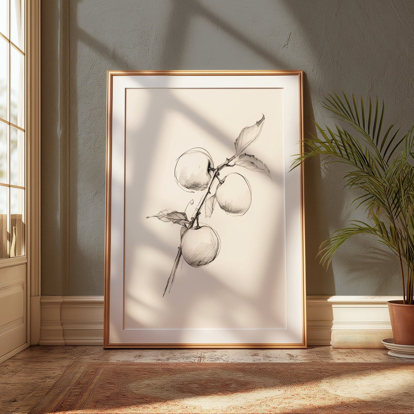 Premium Poster of Sketch of Apples on a Branch Artistic Wall Posters