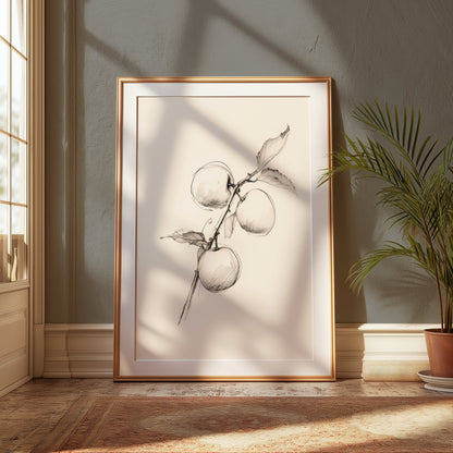 Premium Poster of Sketch of Apples on a Branch Artistic Wall Posters